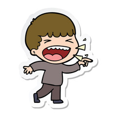 sticker of a cartoon laughing man