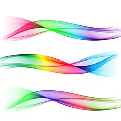  Set of colored abstract waves on a white background. Design element