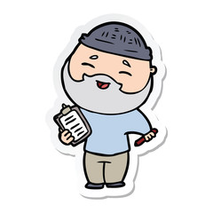sticker of a cartoon happy bearded man