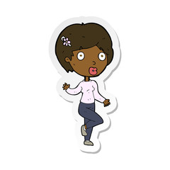 sticker of a cartoon surprised woman