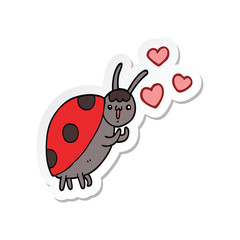 sticker of a cute cartoon ladybug in love