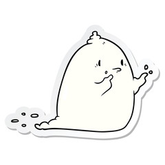 sticker of a cartoon spooky ghost