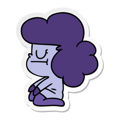 sticker cartoon of a kawaii alien girl