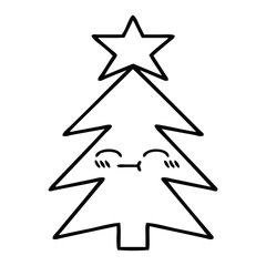 line drawing cartoon christmas tree
