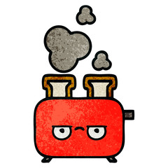 retro grunge texture cartoon of a toaster