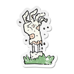 distressed sticker of a spooky zombie hand cartoon