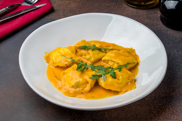 Italian ravioli with salmon