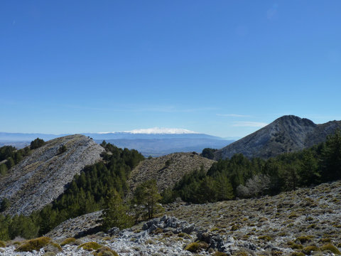 Snow-capped Sierra Nevada from La Maroma, Andalucia, Spain