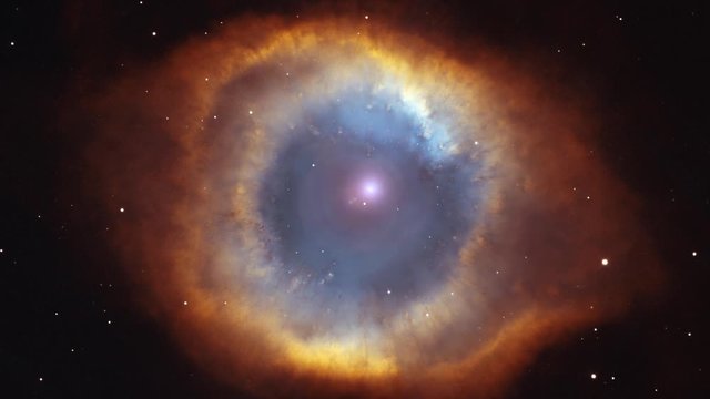 Ring nebula in outer space, burst and clouds, seamless rotating. Contains public domain image by Nasa