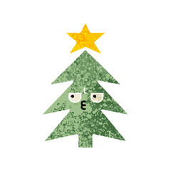 Fototapeta premium retro illustration style cartoon christmas tree
