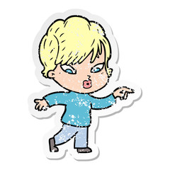 distressed sticker of a cartoon woman