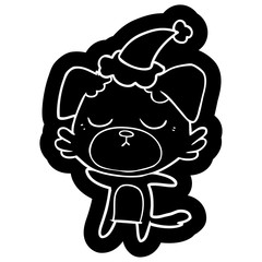 cute cartoon icon of a dog wearing santa hat