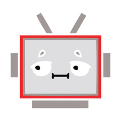 flat color retro cartoon robot head