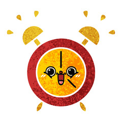 retro illustration style cartoon alarm clock