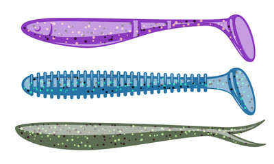 Different kinds of paddletail baits.