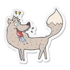 sticker of a cartoon wolf