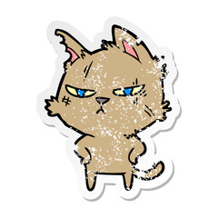 Obraz na płótnie Canvas distressed sticker of a tough cartoon cat