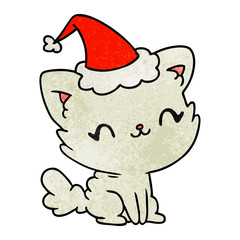 christmas textured cartoon of kawaii cat