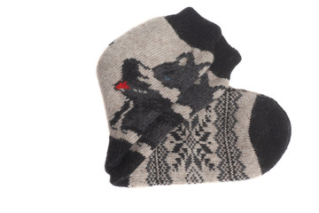 Wool socks isolated on white background