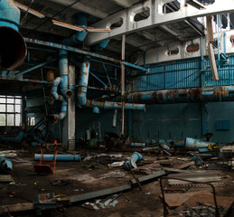 Inside the ruined and abandoned industrial plant