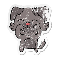 distressed sticker of a cartoon dog