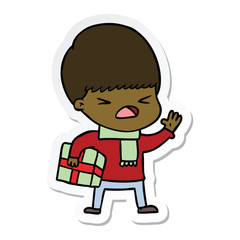 sticker of a cartoon stressed man