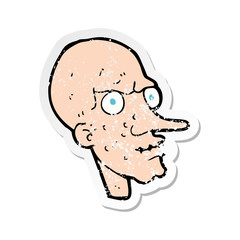 retro distressed sticker of a cartoon evil old man