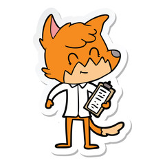 sticker of a cartoon friendly fox manager