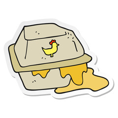 sticker of a cartoon greasy takeout