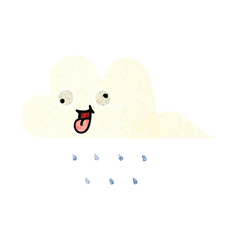 retro illustration style cartoon rain cloud