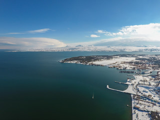 Obraz premium View of mountains and lake Sevan in Armenia