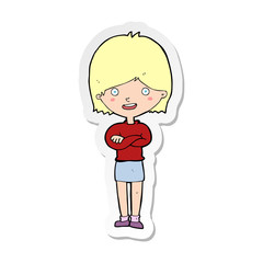 sticker of a cartoon happy woman