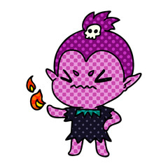 cartoon of cute kawaii vampire girl