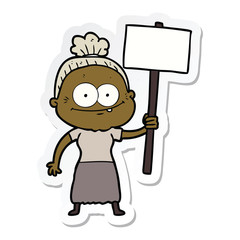 sticker of a cartoon happy old woman