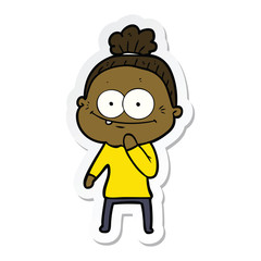 sticker of a cartoon happy old woman