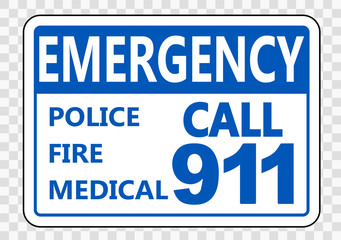 Fototapeta premium Emergency Call 911 Sign on transparent background