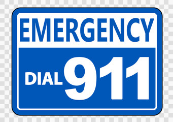 Emergency Call 911 Sign on transparent background
