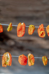 Dried and winter prepared eggplant, pepper and stuffed peppers