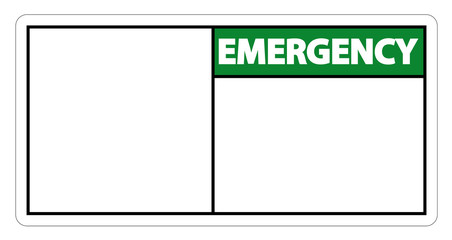 board label Emergency sign on white background