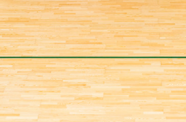 Green line on the gymnasium floor for assign sports court. Badminton, Futsal, Volleyball and Basketball court