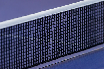 Net on blue ping pong tennis table