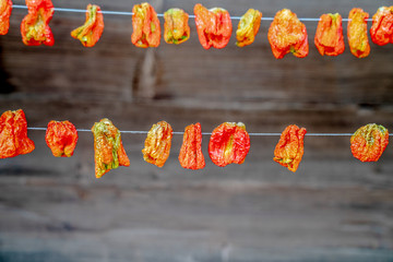 Dried and winter prepared eggplant, pepper and stuffed peppers