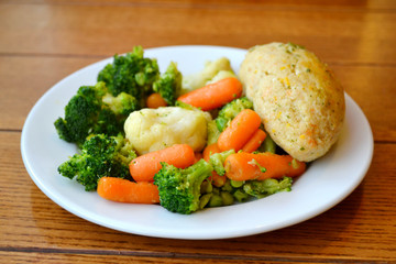 Healthy meal with broccoli, carrot and cauliflower
