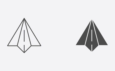 Paper plane outline and filled vector icon sign symbol