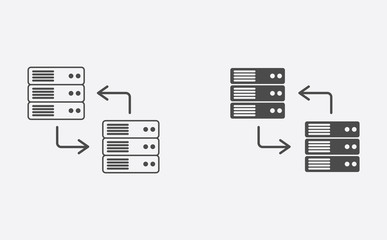 Data transfer outline and filled vector icon sign symbol