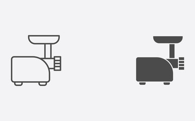 Meat grinder outline and filled vector icon sign symbol