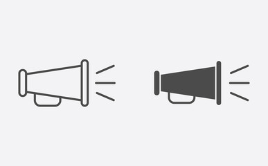 Megaphone outline and filled vector icon sign symbol