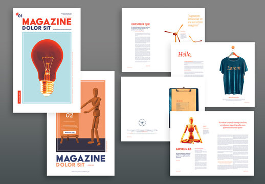 Magazine Layout with Red and Orange Accents