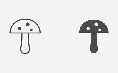 Mushroom outline and filled vector icon sign symbol