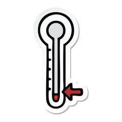 sticker of a cute cartoon cold thermometer